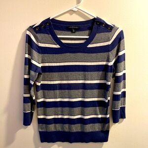 Blue, gray and white stripped Banana Republic sweater top